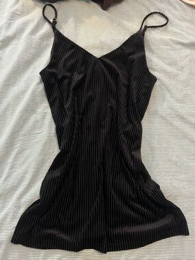 wild fable Black Slip Dress with Pinstripe Texture